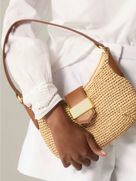 J. Crew Handbags - J. Crew Berkeley buckle shoulder bag in hand knotted straw